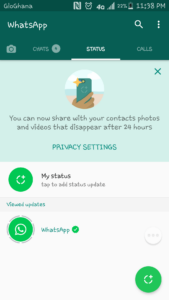 When you first get the status feature in the whatsapp update