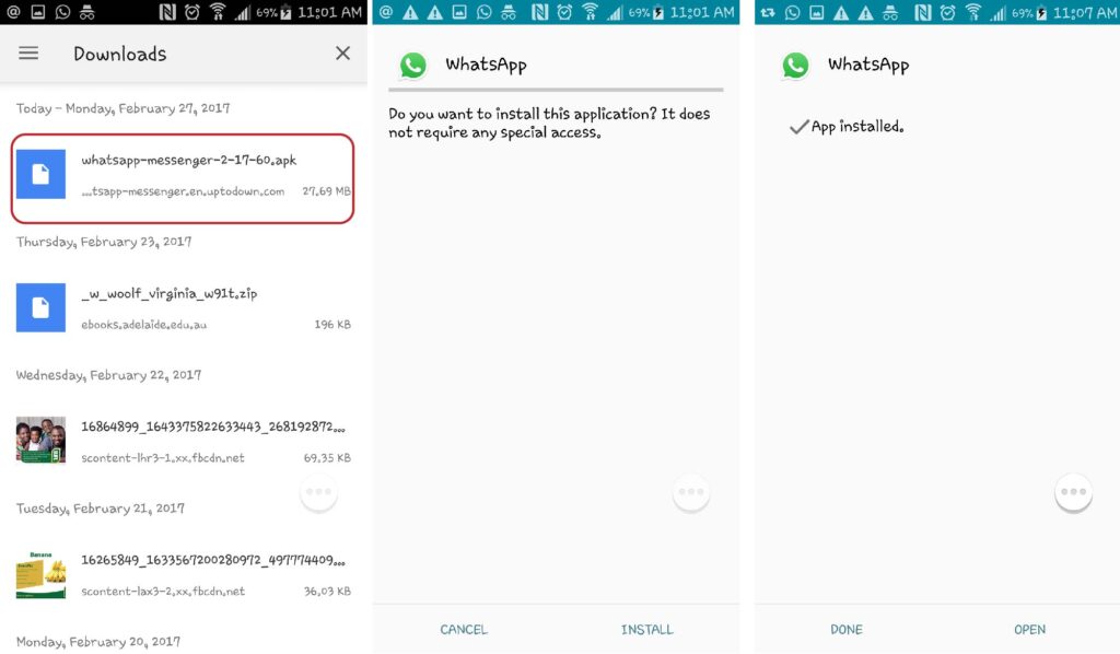 6.Go to the Downloads folder on your Android phone and tap on the downloaded APK file. 7. On the next screen, tap Install at the bottom right to begin the installation.