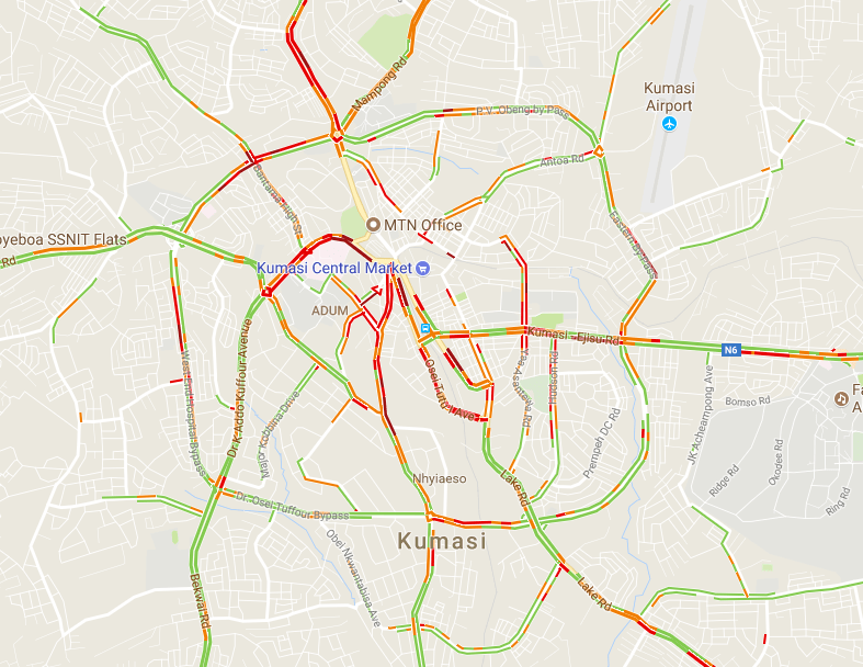 Live traffic information for a place changes with day and time.